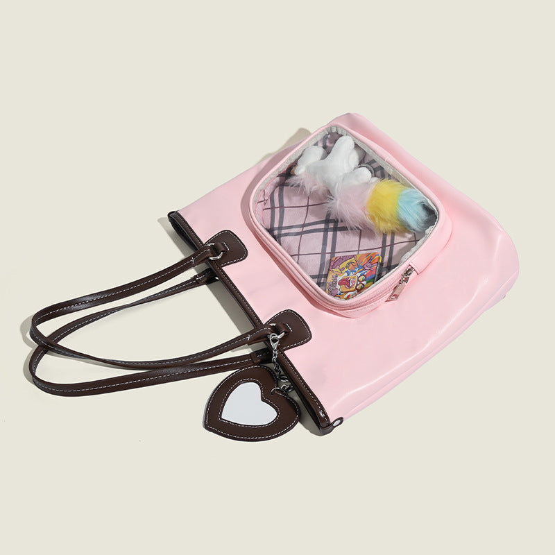 Damen Shopper-Tasche mit einzigartigem Herzmotiv und durchsichtiger Front Nord Taschen