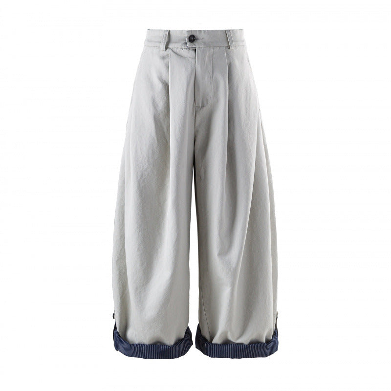 Damen Weite High-Waist Plissierte Balloon-Hose Nord Taschen