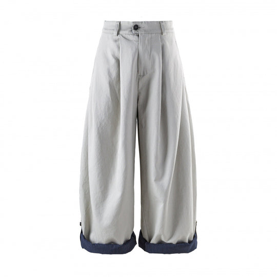 Damen Weite High-Waist Plissierte Balloon-Hose Nord Taschen