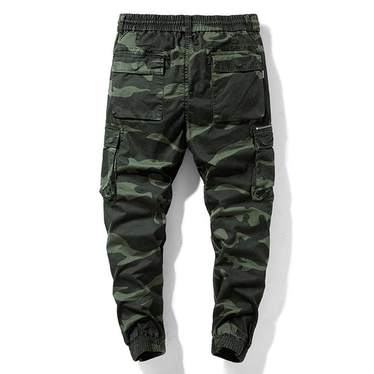 Herren Camouflage‑Cargo‑Jogger aus robustem Baumwollmix mit Tunnelzugbund, Reißverschluss‑Tasche und gerippten Knöcheln Nord Taschen