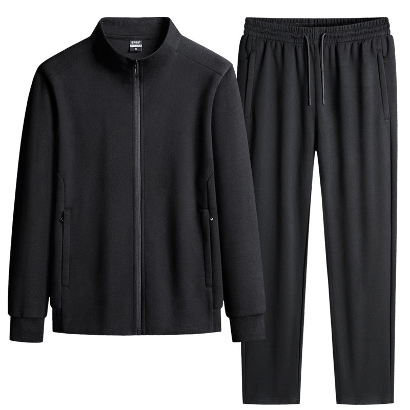 Herren Modernes Freizeit-Trainingsset aus Thermofleece mit Stehkragen‑Zipjacke & konischer Jogginghose Nord Taschen
