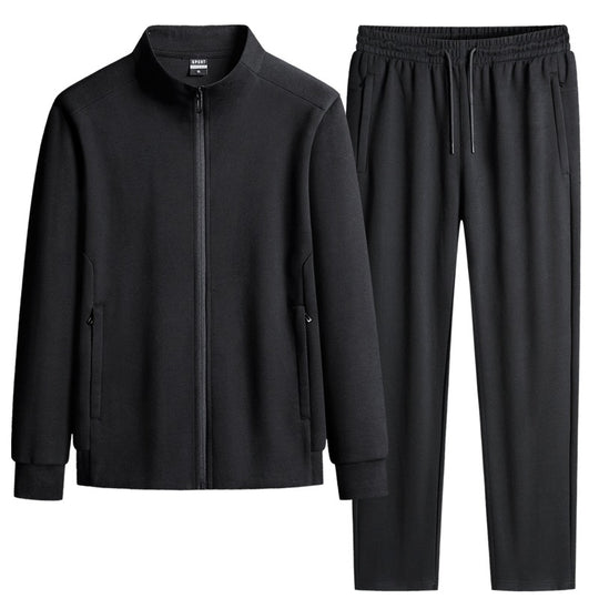 Herren Modernes Freizeit-Trainingsset aus Thermofleece mit Stehkragen‑Zipjacke & konischer Jogginghose Nord Taschen
