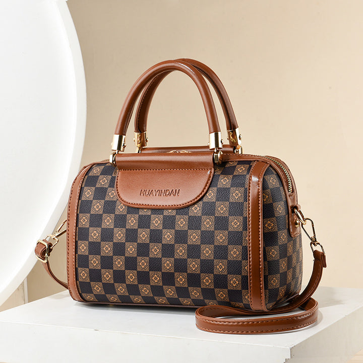 Damen Handtasche mit luxuriösem Karomuster und abnehmbarem Schulterriemen Nord Taschen