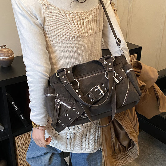 Damen Hobo-Tasche aus hochwertigem Veloursleder mit multifunktionalen Taschen Nord Taschen