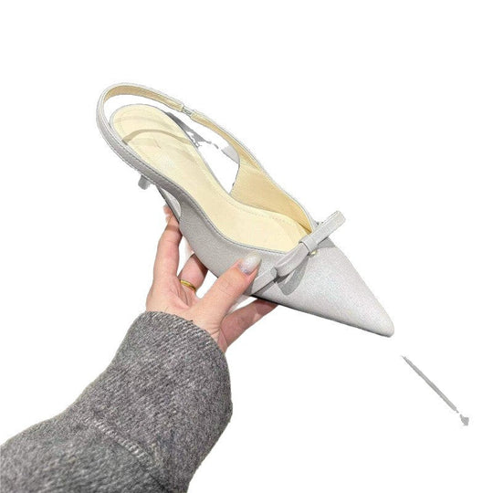 Damen elegante Slingback-Pumps mit feinem Riemchen und Schleifenapplikation