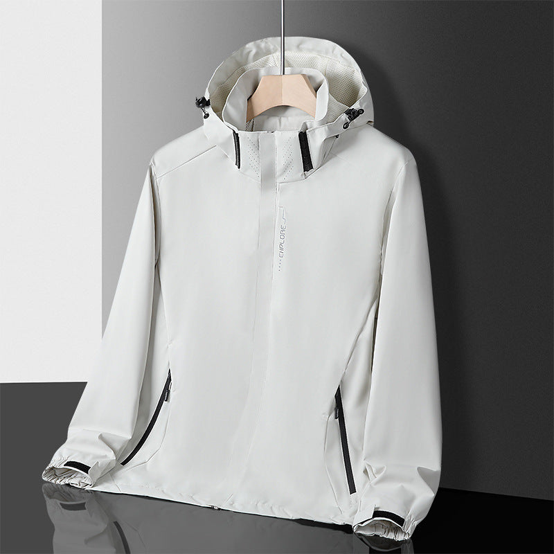 Herren leichter wasserdichter Softshell‑Hoodie mit Kapuze und Tarn‑Hex‑Alloverprint Nord Taschen