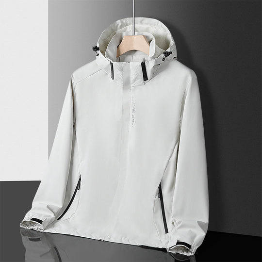 Herren leichter wasserdichter Softshell‑Hoodie mit Kapuze und Tarn‑Hex‑Alloverprint Nord Taschen