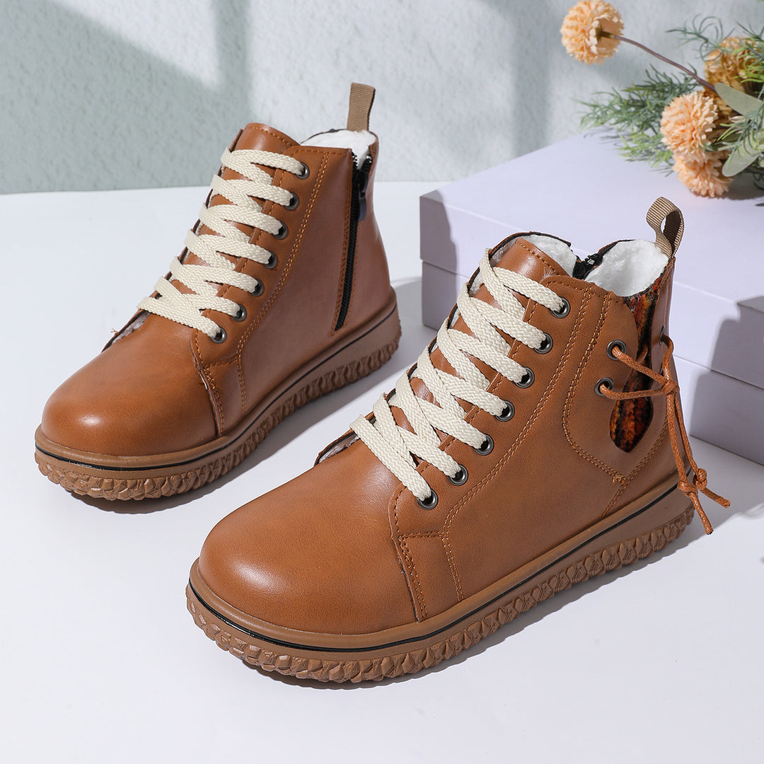 Damen nan gefütterte Schnürstiefelette mit Teddyfutter, seitlichem Reißverschluss und profilierter Gummisohle Nord Taschen