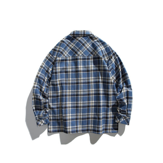 Herren Karierte Overshirt-Jacke aus flauschigem Baumwollmix mit aufgesetzten Brusttaschen Nord Taschen