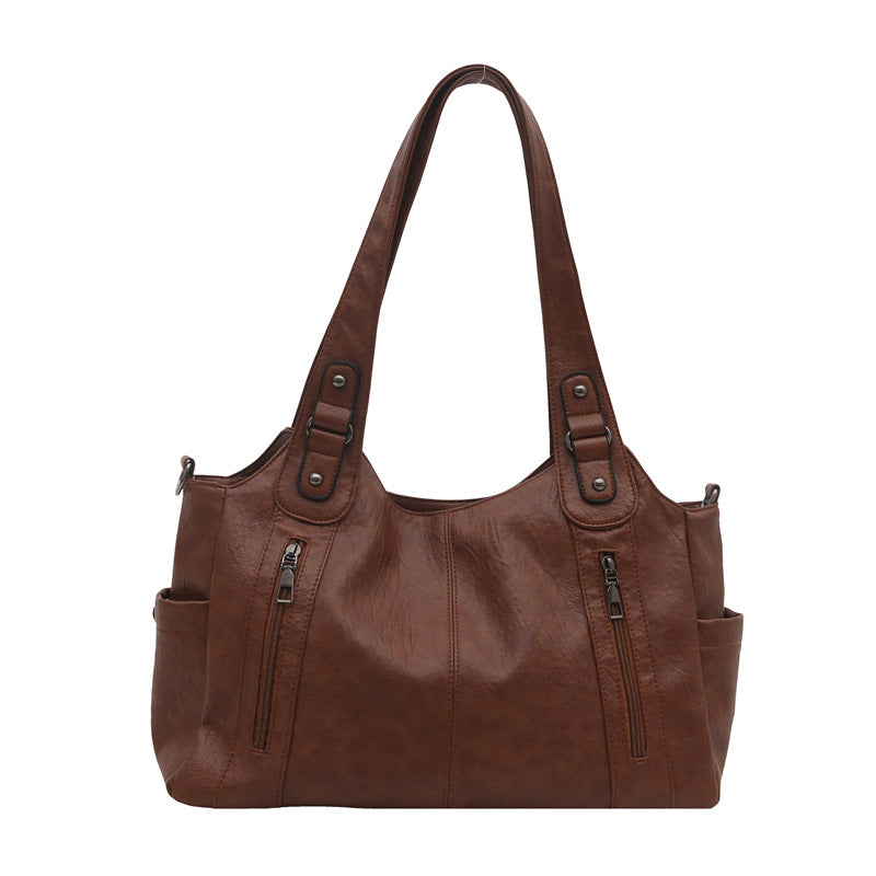Damen geräumige Handtasche aus hochwertigem Kunstleder mit praktischen Außentaschen Nord Taschen