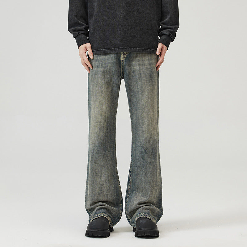 Herren Relaxed-Straight Denim-Jeans mit extra langem Saum und Vintage-Finish Nord Taschen