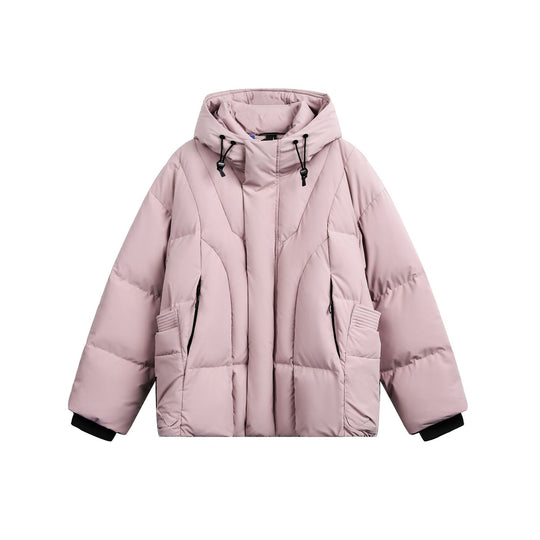 Damen weit geschnittener Steppparka mit hohem Kragen, Kapuze und Cargo-Taschen Nord Taschen