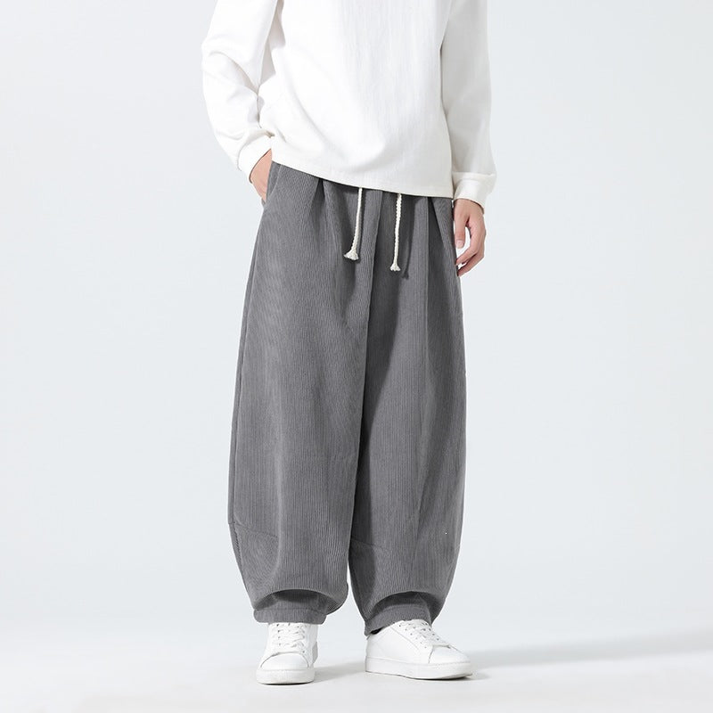 Herren Ballon‑Cordhose mit hoher Leibhöhe, Kordelzug und Faltenlegung Nord Taschen