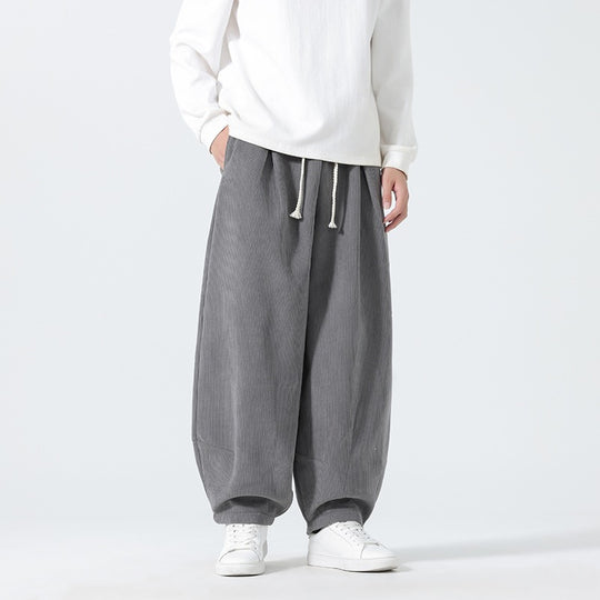 Herren Ballon‑Cordhose mit hoher Leibhöhe, Kordelzug und Faltenlegung Nord Taschen