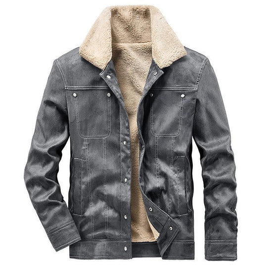 Herren Teddygefütterte Canvasjacke im Pilotenstil mit Kontrastnähten Nord Taschen
