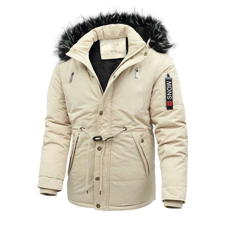 Herren Urbaner Thermoparka mit abnehmbarer Kunstpelzkapuze und Taillen-Kordelzug Nord Taschen