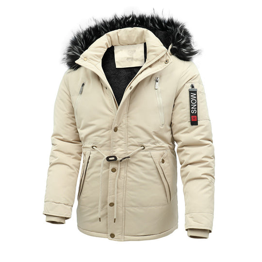 Herren Urbaner Thermoparka mit abnehmbarer Kunstpelzkapuze und Taillen-Kordelzug Nord Taschen