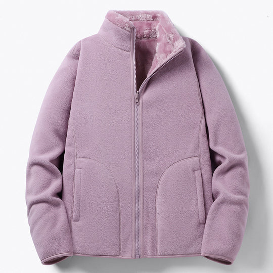 Damen Gefütterte Fleece-Jacke mit Teddyfutter, Stehkragen & durchgehendem Reißverschluss Nord Taschen