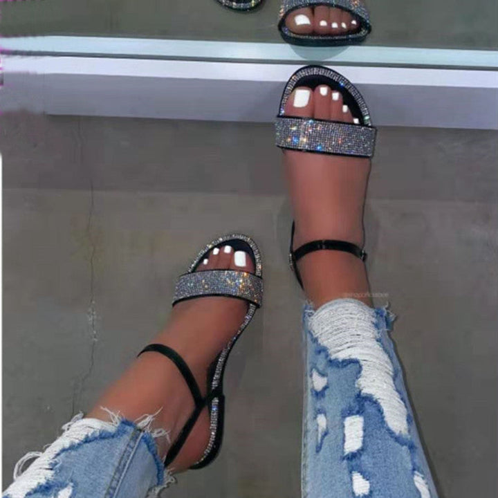 Damen Glamouröse Sandalen mit funkelnden Strassverzierungen und komfortablem Fußbett