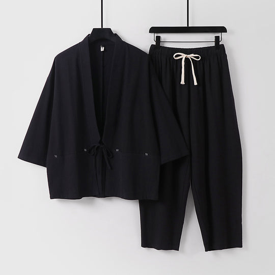 Unisex Kimono-Lounge-Set mit Kurzjacke und elastischer Kordelhose Nord Taschen