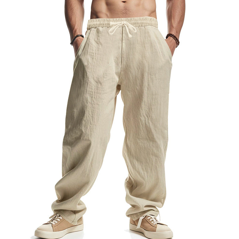 Herren Leichte Leinenhose mit elastischem Bund und praktischen Eingrifftaschen