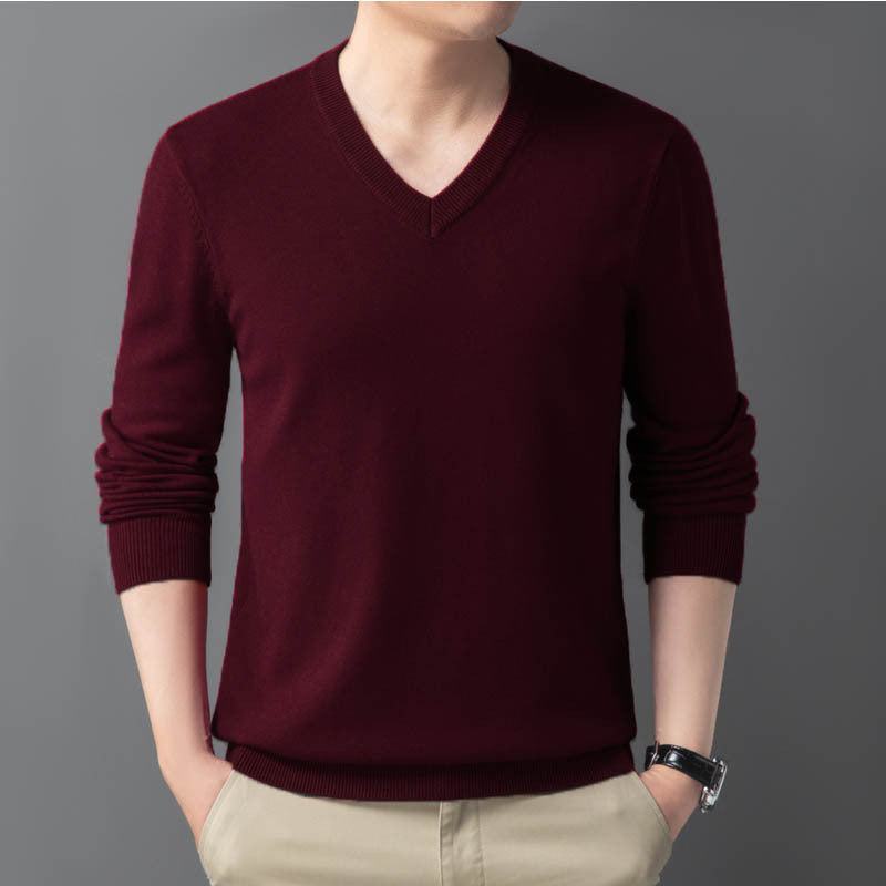 Herren Feiner V‑Ausschnitt Feinstrickpullover in schlanker Passform Nord Taschen