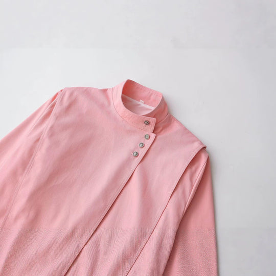 Damen Asymmetrische Kurzjacke mit Stehkragen und überlappender Schulterpasse Nord Taschen