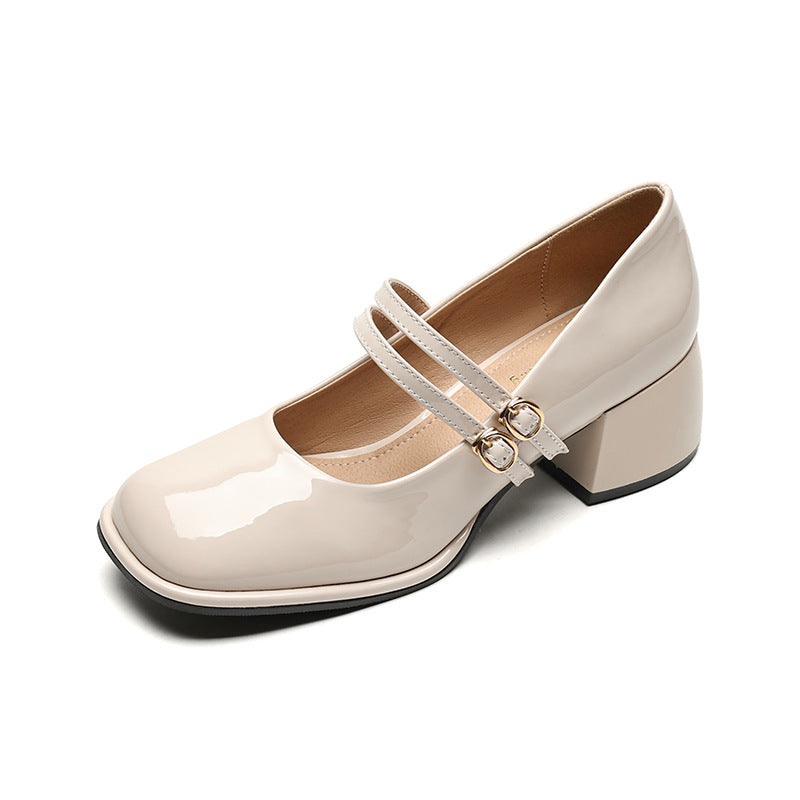 Damen Plateau-Pumps mit dekorativem Doppelriemen