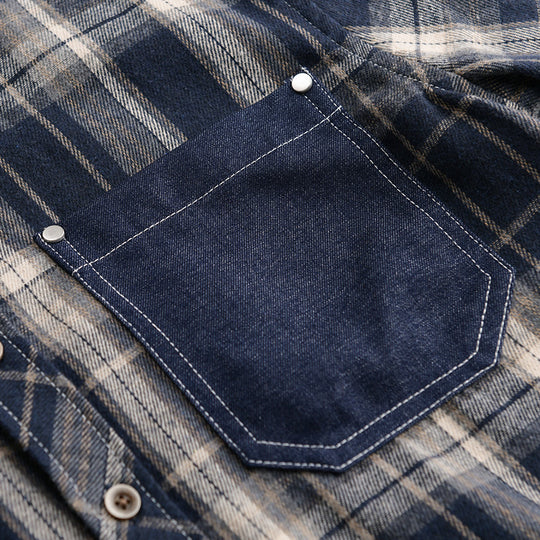 Herren kariertes Flanell-Overshirt im Relaxed-Fit mit kontrastierter Brusttasche Nord Taschen