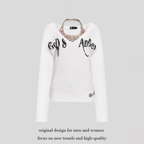 Damen Lagen-Langarmshirt mit integriertem Neckholder und Vintage-Grafik Nord Taschen