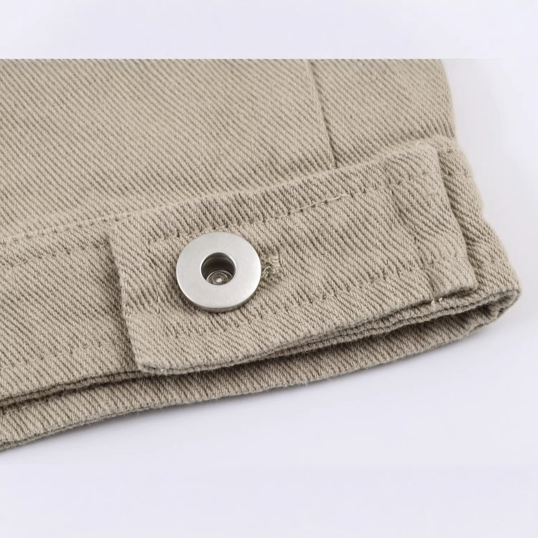 Herren Oversized Canvas-Jacke mit Cordkragen, Knopfverschluss und verdeckter Brusttasche Nord Taschen