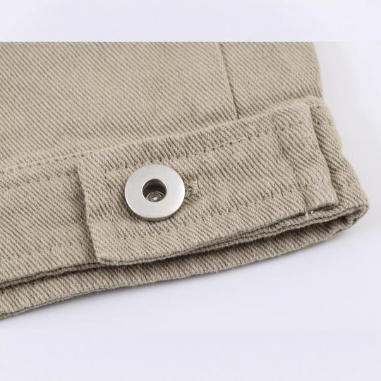 Herren Oversized Canvas-Jacke mit Cordkragen, Knopfverschluss und verdeckter Brusttasche Nord Taschen