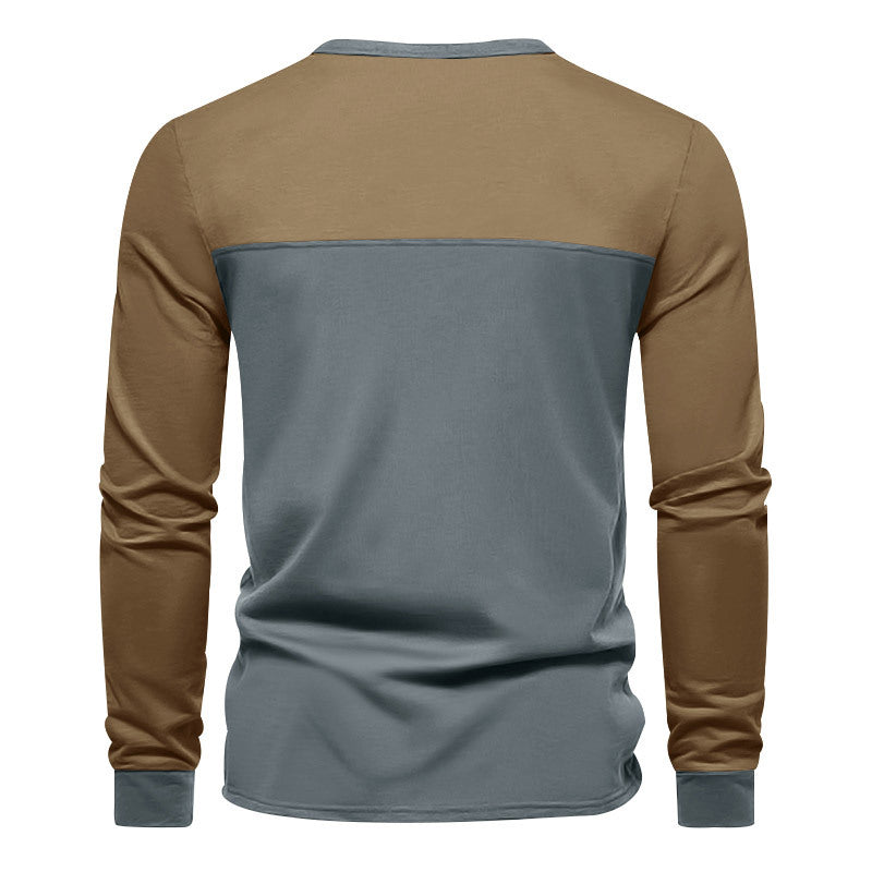 Herren Modernes Henley-Shirt mit Farbblock-Schulterpartie und Halbknopfleiste Nord Taschen
