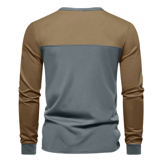 Herren Modernes Henley-Shirt mit Farbblock-Schulterpartie und Halbknopfleiste Nord Taschen