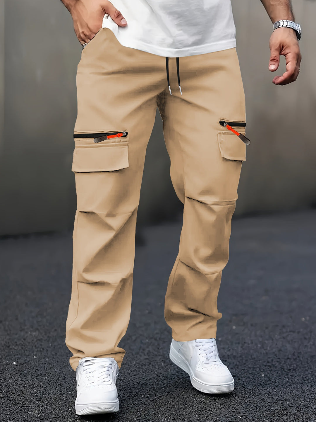 Herren Cargo-Jogginghose mit Multifunktionstaschen, Tunnelzug & Reißverschlüssen Nord Taschen