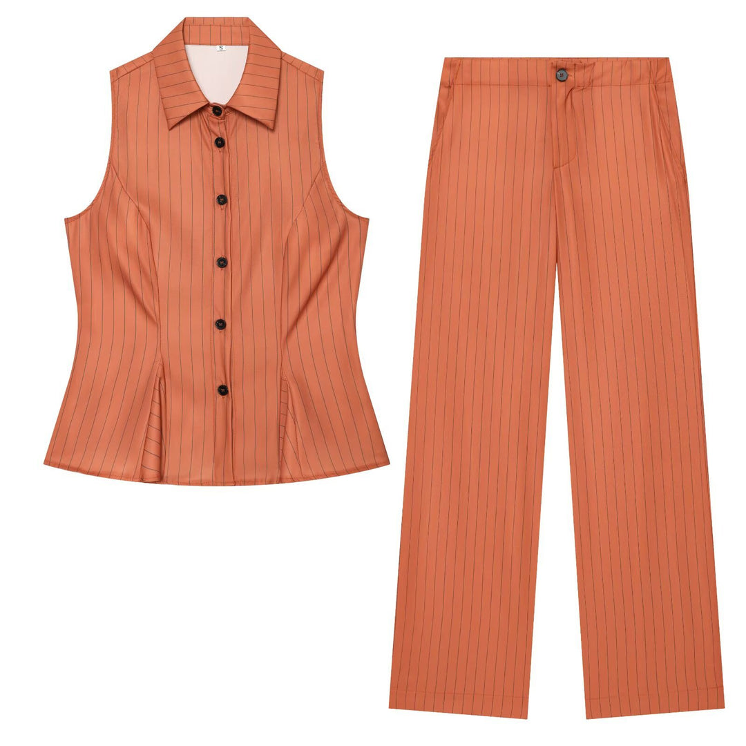Damen Weite Nadelstreifen‑Hose mit hoher Taille und geradem Bein Nord Taschen