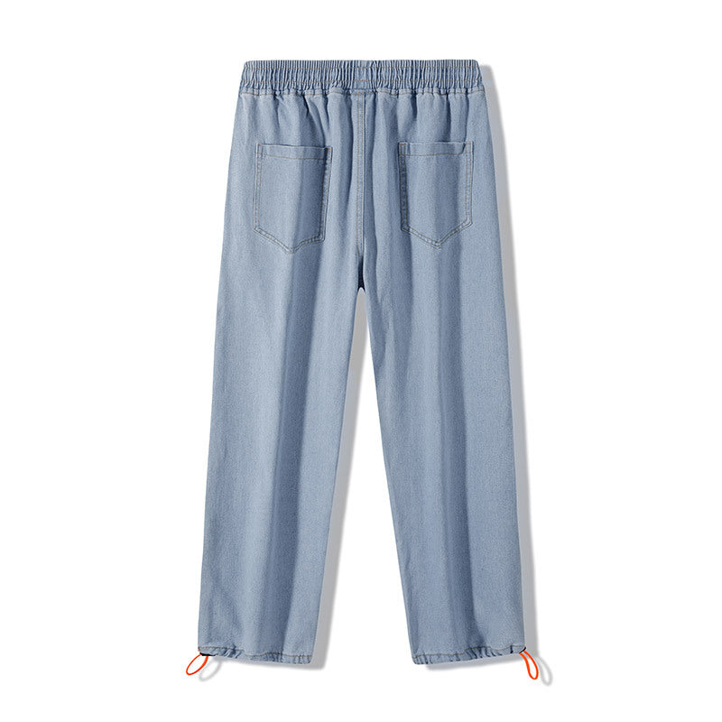 Herren Weite Denim-Jogginghose mit Elastbund, Tunnelzug & verstellbaren Beinabschlüssen Nord Taschen