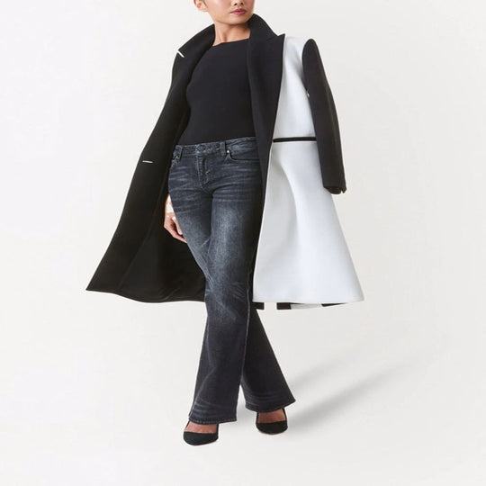 Damen Taillierter Midi‑Longcoat im Clean‑Tailoring mit kontrastiertem Innenfutter und Schalkragen Nord Taschen