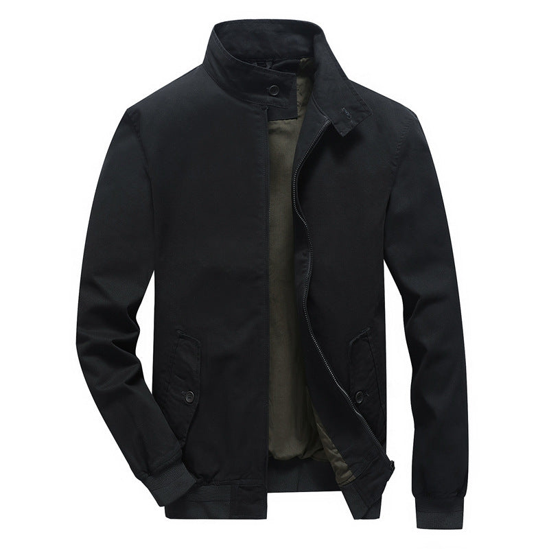 Herren leichter Canvas-Fieldbomber mit Stehkragen, verdecktem Reißverschluss und Pattentaschen Nord Taschen