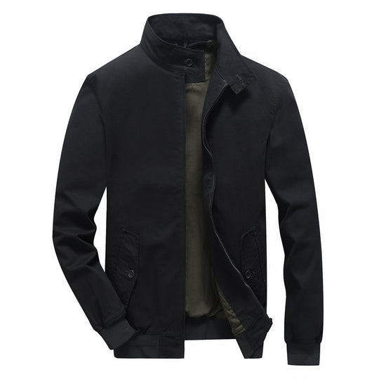 Herren leichter Canvas-Fieldbomber mit Stehkragen, verdecktem Reißverschluss und Pattentaschen Nord Taschen
