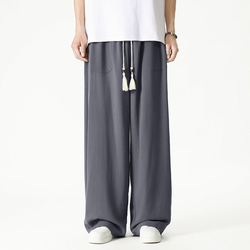Herren Weit geschnittene Lounge-Hose mit Quasten-Kordel, elastischem Bund und aufgesetzten Taschen Nord Taschen