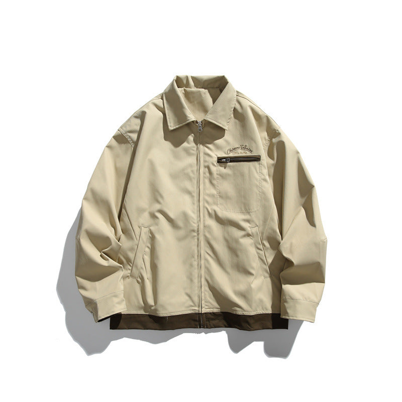 Unisex Boxy-Übergangsblousonjacke mit durchgehendem Reißverschluss, Brustzippertasche und kontrastiertem Rippsaum Nord Taschen