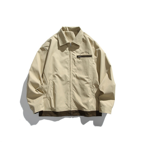 Unisex Boxy-Übergangsblousonjacke mit durchgehendem Reißverschluss, Brustzippertasche und kontrastiertem Rippsaum Nord Taschen
