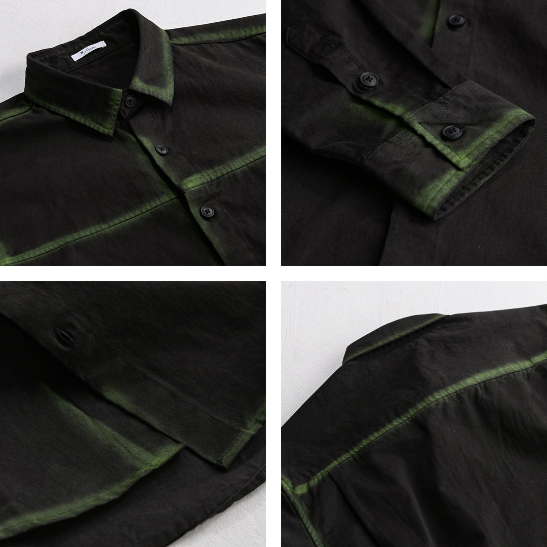 Herren Hemdjacke im Oversize-Stil mit verwaschenen Kanten und klassischem Kentkragen Nord Taschen