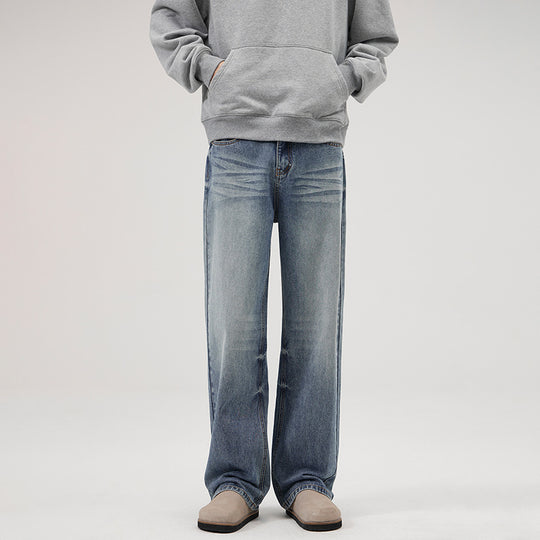 Herren Weite Denim-Jeans mit geradem Bein und Vintage-Waschung Nord Taschen