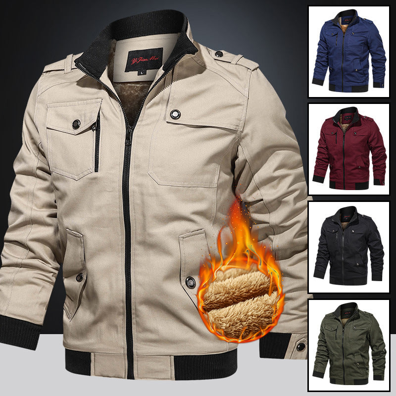 Herren  gefütterte Utility-Bomberjacke mit Teddyfutter, Schulterpatten und multifunktionalen Taschen Nord Taschen
