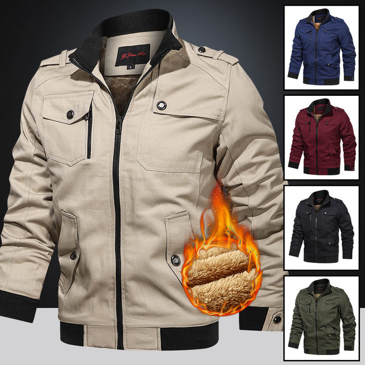 Herren  gefütterte Utility-Bomberjacke mit Teddyfutter, Schulterpatten und multifunktionalen Taschen Nord Taschen