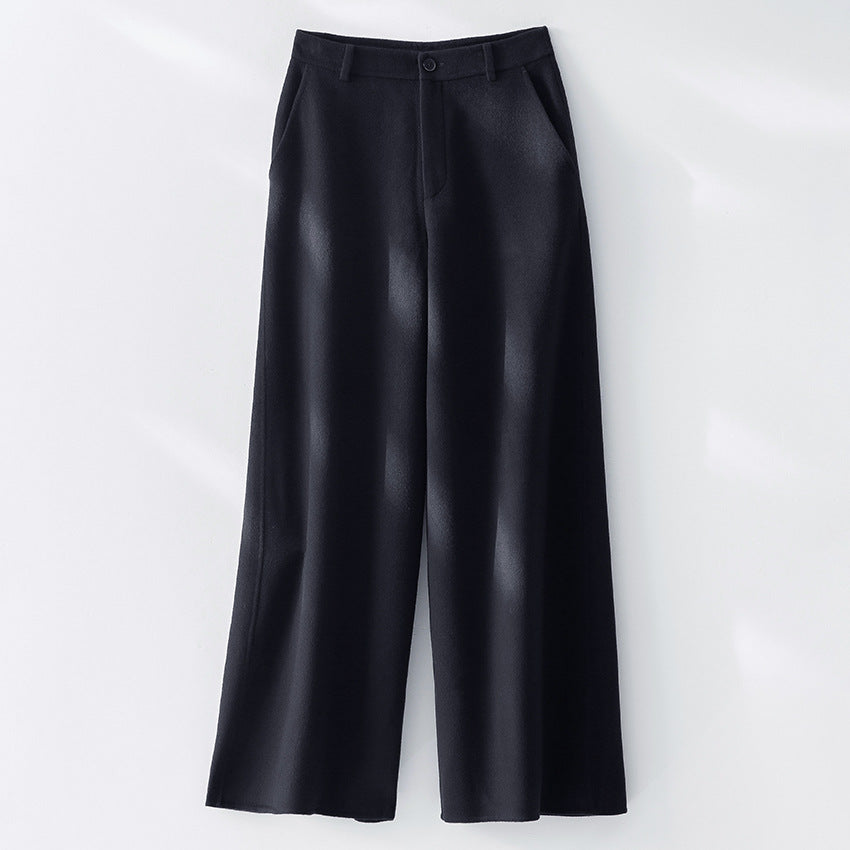 Damen Weite Wollhose mit hohem Bund und Taschen Nord Taschen