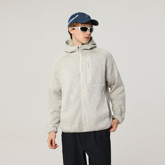 Herren Oversize Kapuzen‑Fleecejacke mit melierter Struktur, durchgehendem Reißverschluss und vertikaler Brusttasche Nord Taschen