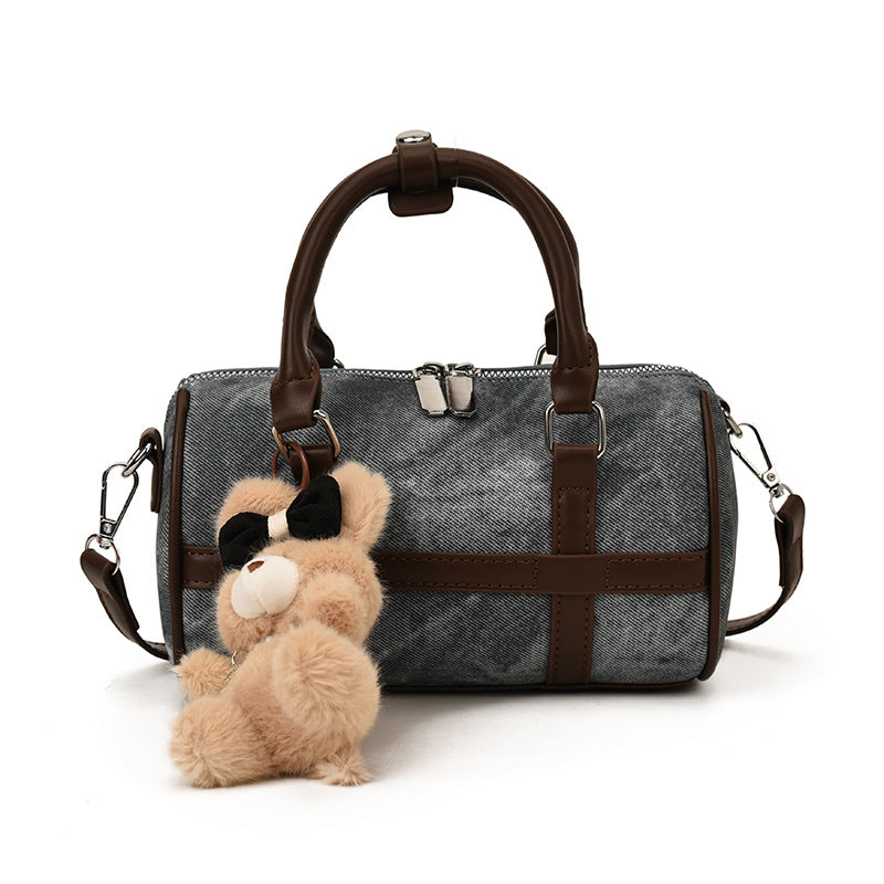 Damen modische Handtasche mit strukturiertem Denim und Lederdetails Nord Taschen